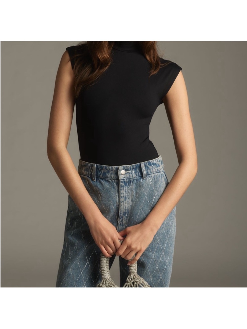 Anthropologie Sleeveless Mock Neck Bodysuit Small